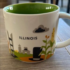 STARBUCKS 🍵 Illinois Themed Mug with Green Interior part of the ‘you are here’